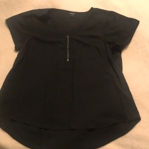 TORRID zip georgette black blouse